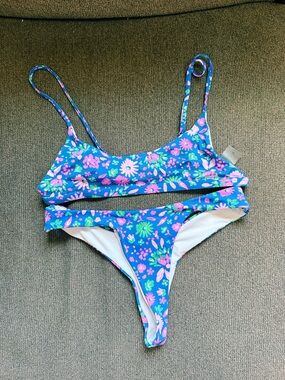 Blue Floral Bikini Set - Women's Two-Piece Swim